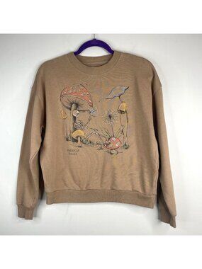 American Eagle Funday Top Xsmall Graphic Mushroom Skeleton Sweatshirt Hippie